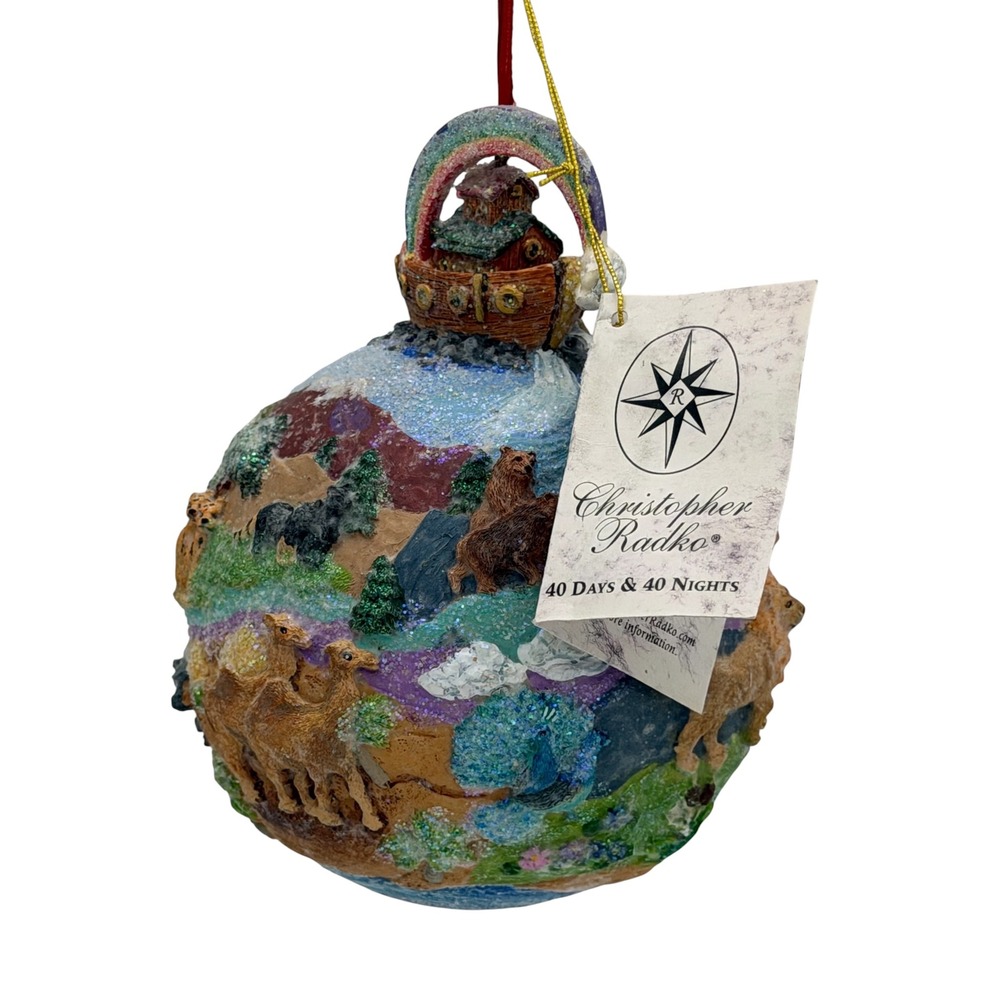 Christopher Radko 40 Days & 40 Nights Noahs Ark Christmas Ornament Rainbow Globe